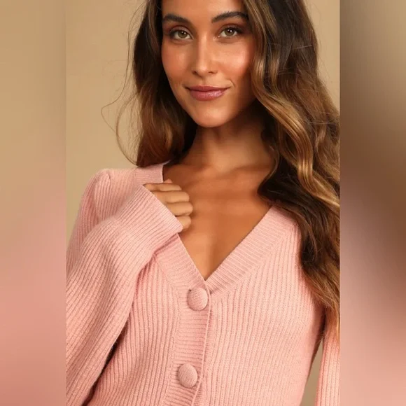 Autumn Scenery Dusty Pink Knit Two-Piece Sweater Mini Dress size M - Picture 3 of 7